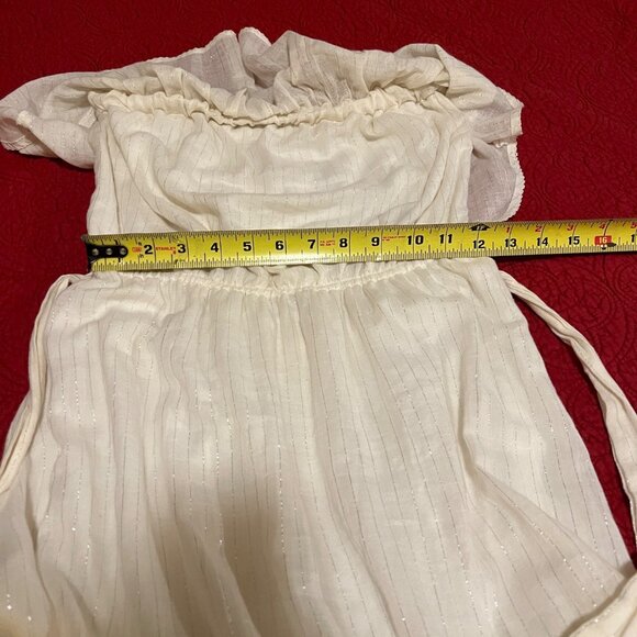 corey lynn calter Womens Size XS Cream Metallic Stripe Strapless Maxi Dress - Picture 11 of 11